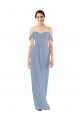 Acheter Bleu poussiéreux Fourreau Épaule Dénudée Mousseline Longue Robes demoiselle d'honneur