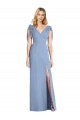 Acheter Bleu poussiéreux Sirène Col V Mousseline Longue Robes demoiselle d'honneur