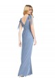 Acheter Bleu poussiéreux Sirène Col V Mousseline Longue Robes demoiselle d'honneur