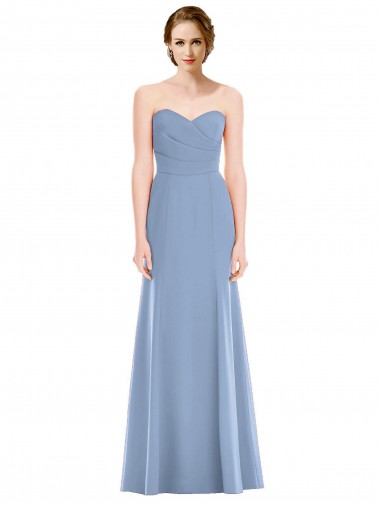 Acheter Bleu poussiéreux Sirène Sans bretelle Mousseline Longue Robes demoiselle d'honneur