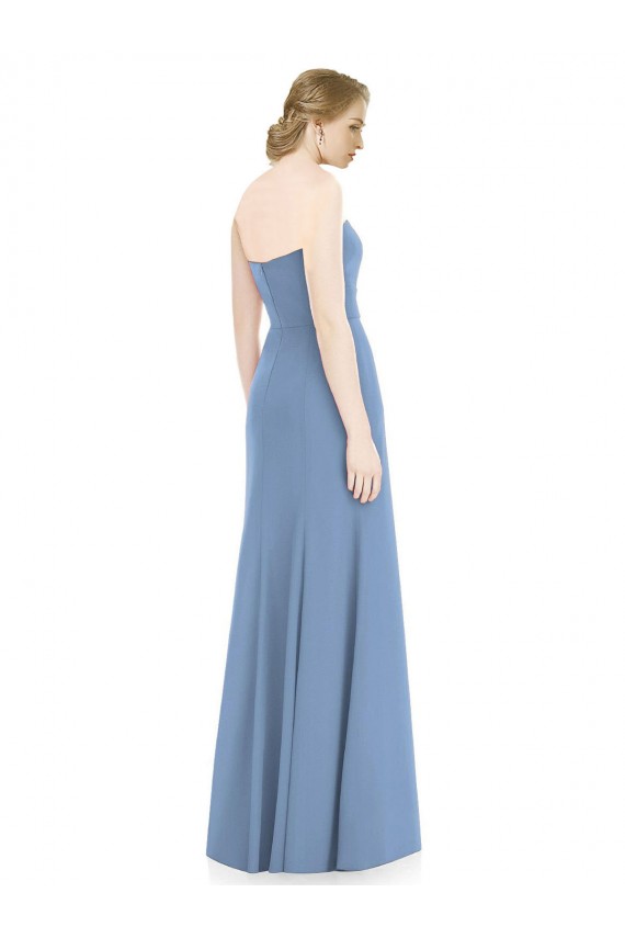 Acheter Bleu poussiéreux Sirène Sans bretelle Mousseline Longue Robes demoiselle d'honneur