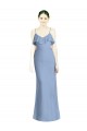 Acheter Bleu poussiéreux Trapèze Bretelles spaghetti Col V Mousseline Longue Robes demoiselle d'honneur