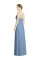 Acheter Bleu poussiéreux Trapèze Bretelles spaghetti Col V Mousseline Longue Robes demoiselle d'honneur