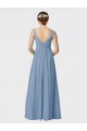 Acheter Bleu poussiéreux Trapèze Bretelles spaghetti Mousseline Longue Robes demoiselle d'honneur