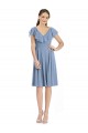 Acheter Bleu poussiéreux Trapèze Col V Mousseline Courte Robes demoiselle d'honneur