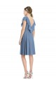 Acheter Bleu poussiéreux Trapèze Col V Mousseline Courte Robes demoiselle d'honneur