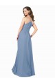 Acheter Bleu poussiéreux Trapèze Col V Mousseline Longue Robes demoiselle d'honneur
