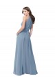 Acheter Bleu poussiéreux Trapèze Licou Col Haut Mousseline Longue Robes demoiselle d'honneur
