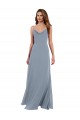 Acheter Bleu poussiéreux Trapèze Mousseline Longue Robes demoiselle d'honneur