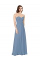Acheter Bleu poussiéreux Trapèze Mousseline Longue Robes demoiselle d'honneur