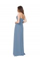 Acheter Bleu poussiéreux Trapèze Mousseline Longue Robes demoiselle d'honneur