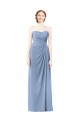 Acheter Bleu poussiéreux Trapèze Sans bretelle Mousseline Longue Robes demoiselle d'honneur