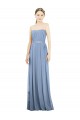 Acheter Bleu poussiéreux Trapèze Sans bretelle Mousseline Longue Robes demoiselle d'honneur