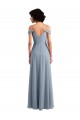 Acheter Bleu poussiéreux Trapèze Épaule Dénudée Bretelles spaghetti Mousseline Longue Robes demoiselle d'honneur