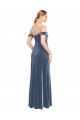 Acheter Bleu poussiéreux Trapèze Épaule Dénudée Sans bretelle Velours Stretch Longue Robes demoiselle d'honneur / Robes de bal