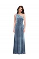 Acheter Bleu poussiéreux Trapèze Épaule Dénudée Velours Stretch Longue Robes demoiselle d'honneur / Robes de bal