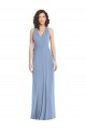 Acheter Bleu poussiéreux Trompette Licou Col V Mousseline Longue Formelles Robes demoiselle d'honneur / Robes de soirée