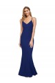 Acheter Bleu roi Fourreau Col V Crêpe Stretch Longue Formelles Robes demoiselle d'honneur / Robes de soirée / Robes de bal