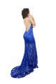 Acheter Bleu roi Sirène Col Haut Dentelle Longue Robes demoiselle d'honneur / Robes de bal