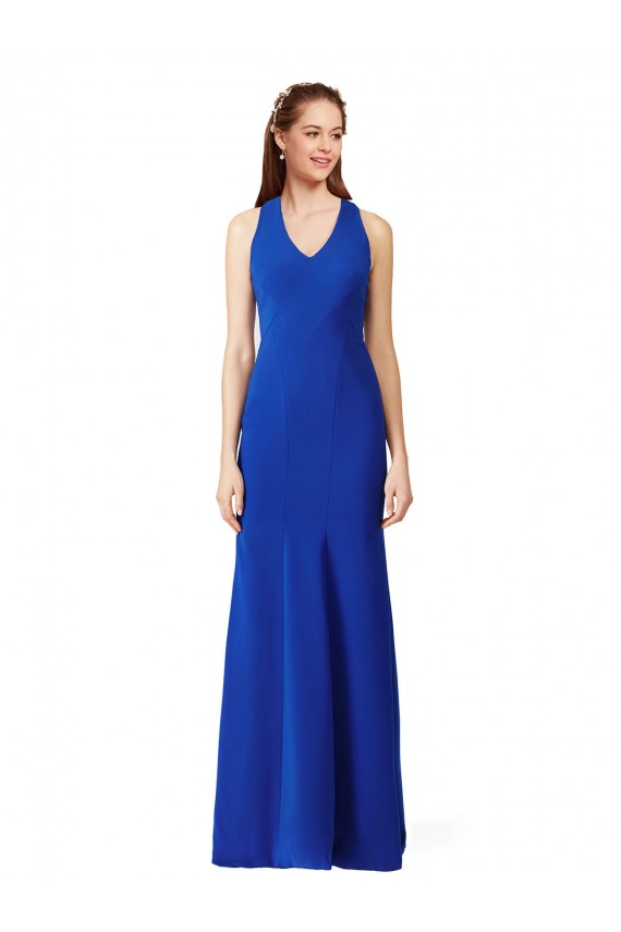 Acheter Bleu roi Sirène Col V Crêpe Stretch Longue Formelles Robes demoiselle d'honneur / Robes de soirée / Robes de bal