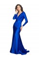 Acheter Bleu roi Sirène Col V Satiné Soyeux Longue Formelles Robes demoiselle d'honneur / Robes de soirée / Robes de bal