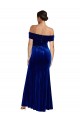 Acheter Bleu roi Sirène Épaule Dénudée Velours Stretch Longue Formelles Robes demoiselle d'honneur / Robes de soirée / Robes de bal