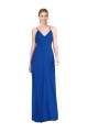 Acheter Bleu roi Trapèze Bretelles spaghetti Col V Mousseline Longue Robes demoiselle d'honneur