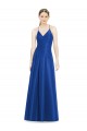 Acheter Bleu roi Trapèze Bretelles spaghetti Col V Satiné Longue Robes demoiselle d'honneur