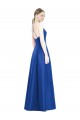 Acheter Bleu roi Trapèze Bretelles spaghetti Col V Satiné Longue Robes demoiselle d'honneur