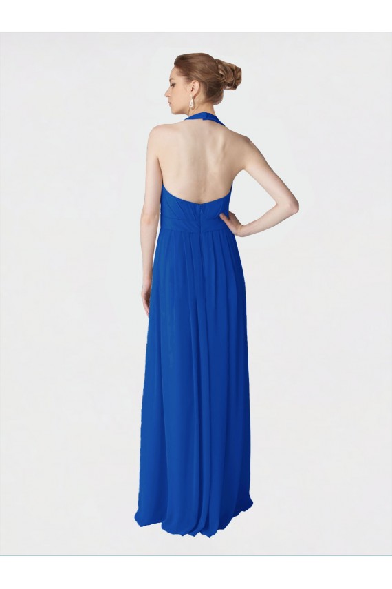 Acheter Bleu roi Trapèze Licou Mousseline Longue Robes demoiselle d'honneur
