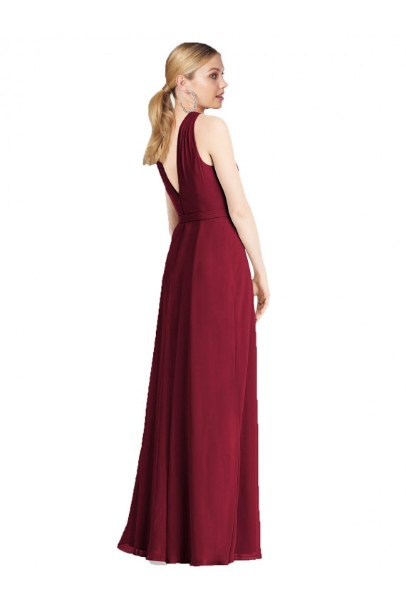 Acheter Bleu roi Trapèze Licou Mousseline Longue Robes demoiselle d'honneur