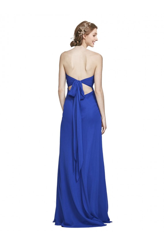 Acheter Bleu roi Trapèze Mousseline Longue Robes demoiselle d'honneur