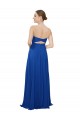Acheter Bleu roi Trapèze Sans bretelle Mousseline Longue Robes demoiselle d'honneur