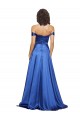 Acheter Bleu roi Trapèze Épaule Dénudée Balayage train Satiné Stretch Longue Formelles Robes demoiselle d'honneur / Robes de soirée / Robes de bal