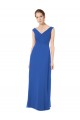 Acheter Bleu roi Trapèze Épaule Dénudée Col V Mousseline Longue Robes demoiselle d'honneur