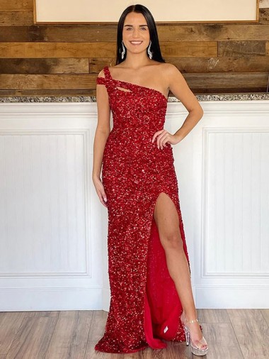 Acheter Bordeaux Fourreau Balayage train Paillettes Velours Longue Robes de bal