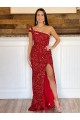 Acheter Bordeaux Fourreau Balayage train Paillettes Velours Longue Robes de bal