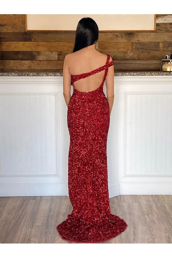 Acheter Bordeaux Fourreau Balayage train Paillettes Velours Longue Robes de bal