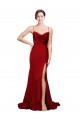 Acheter Bordeaux Fourreau Bretelles spaghetti Balayage train Satiné Stretch Longue Formelles Robes demoiselle d'honneur / Robes de soirée / Robes de bal