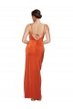 Acheter Rust Fourreau Bretelles spaghetti Balayage train Satiné Stretch Longue Formelles Robes demoiselle d'honneur / Robes de soirée / Robes de bal