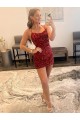 Acheter Bordeaux Fourreau Bretelles spaghetti Courte Paillettes Velours Courte Robes de bal