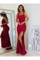 Acheter Bordeaux Fourreau Col Carré Paillettes Velours Longue Robes de bal