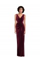 Acheter Bordeaux Fourreau Col V Velours Stretch Longue Robes demoiselle d'honneur / Robes de bal