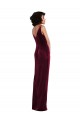 Acheter Bordeaux Fourreau Col V Velours Stretch Longue Robes demoiselle d'honneur / Robes de bal