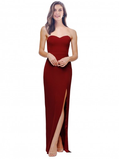 Acheter Bordeaux Fourreau Crêpe Stretch Longue Formelles Robes demoiselle d'honneur / Robes de soirée / Robes de bal