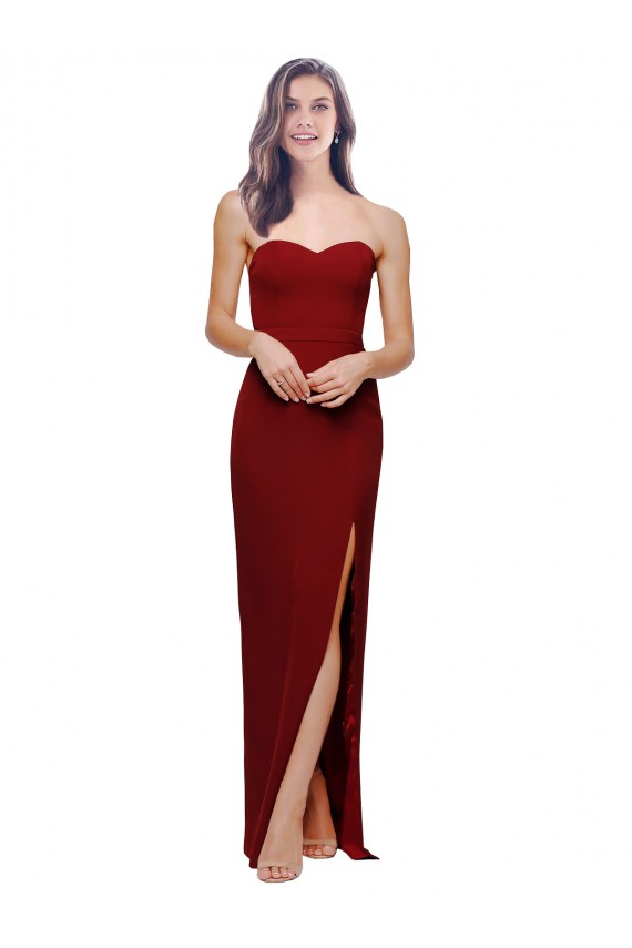 Acheter Bordeaux Fourreau Crêpe Stretch Longue Formelles Robes demoiselle d'honneur / Robes de soirée / Robes de bal