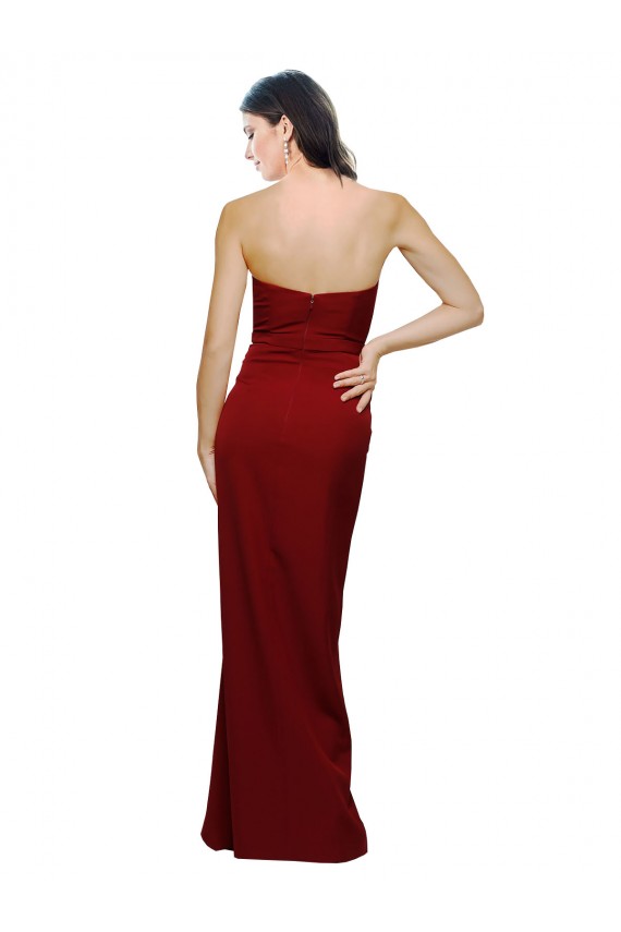 Acheter Bordeaux Fourreau Crêpe Stretch Longue Formelles Robes demoiselle d'honneur / Robes de soirée / Robes de bal