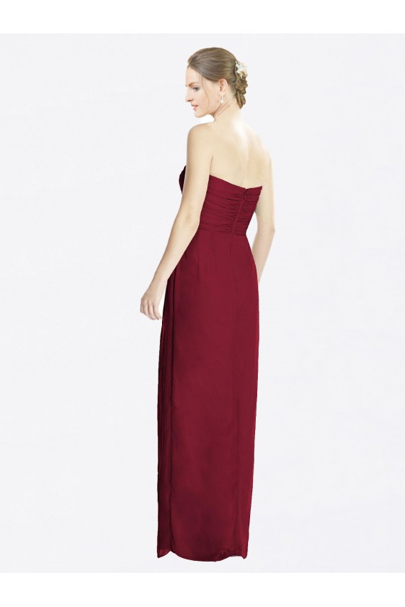 Acheter Bordeaux Fourreau Mousseline Longue Robes demoiselle d'honneur