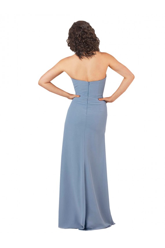 Acheter Bordeaux Fourreau Sans bretelle Mousseline Longue Robes demoiselle d'honneur