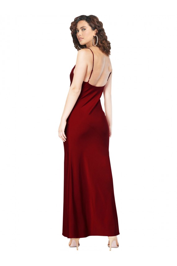 Acheter Bordeaux Fourreau Satiné Soyeux Longue Formelles Robes demoiselle d'honneur / Robes de soirée / Robes de bal